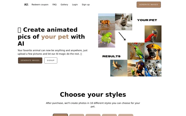 PetPic website screenshot