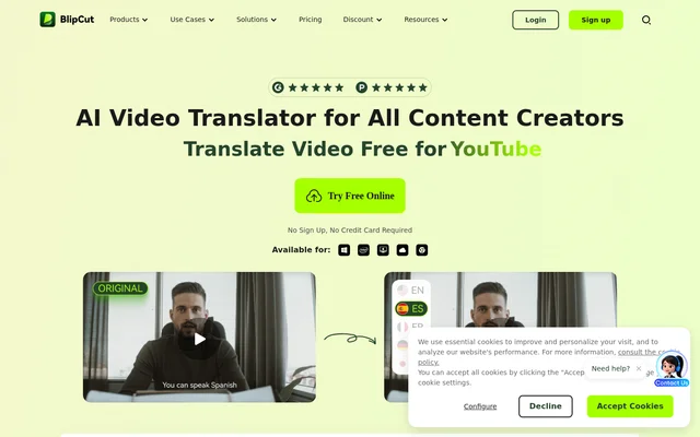 AI Video Translator website screenshot