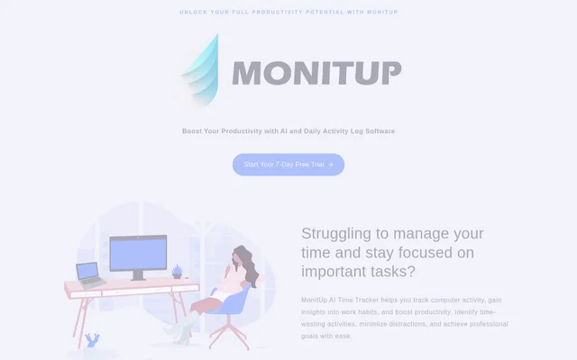 MonitUp Time Tracking website screenshot