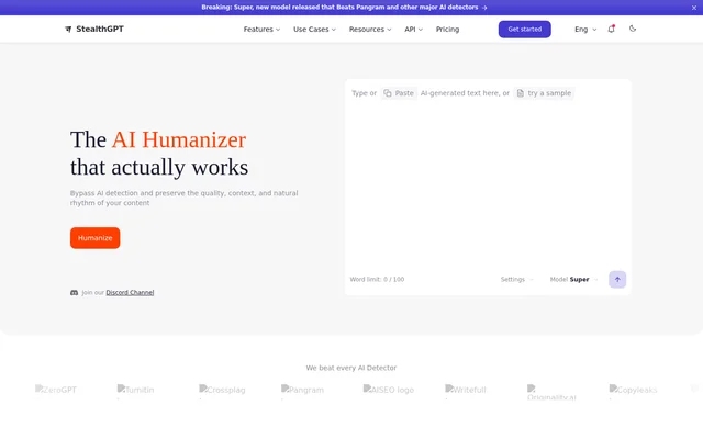 StealthGPT website screenshot
