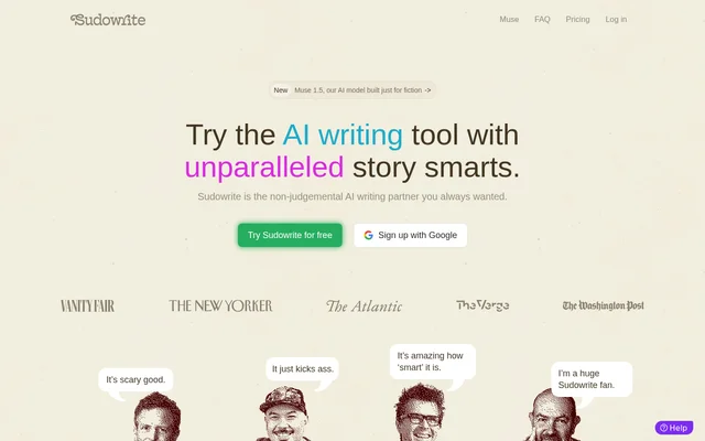 Sudowrite website screenshot