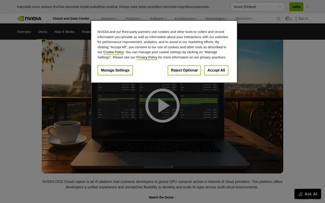 NVIDIA DGX Cloud Lepton website screenshot