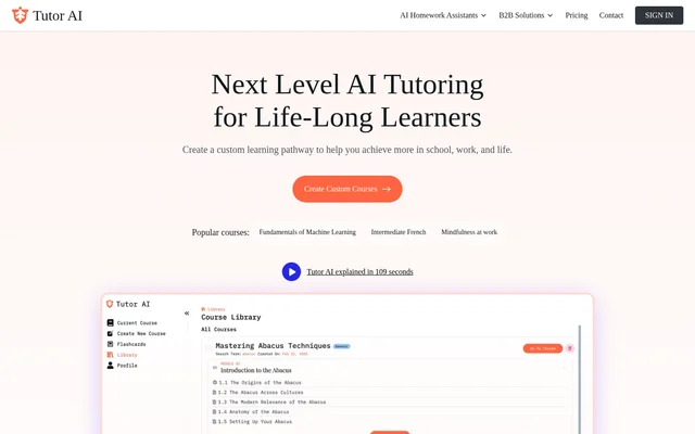 TutorAI website screenshot