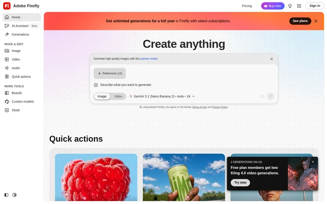 Adobe Firefly website screenshot
