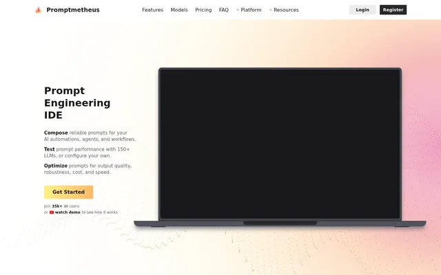 Promptmetheus Forge Playground website screenshot