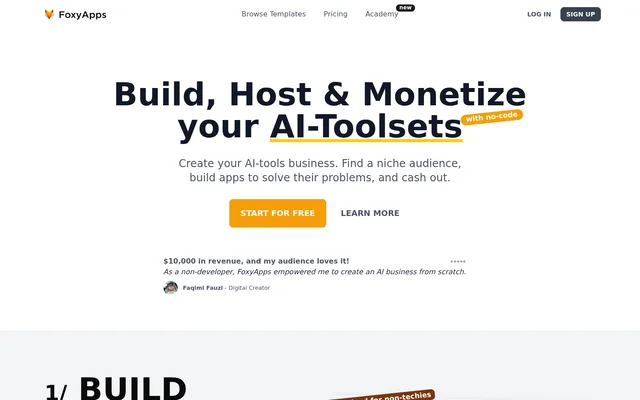 Foxy Apps website screenshot