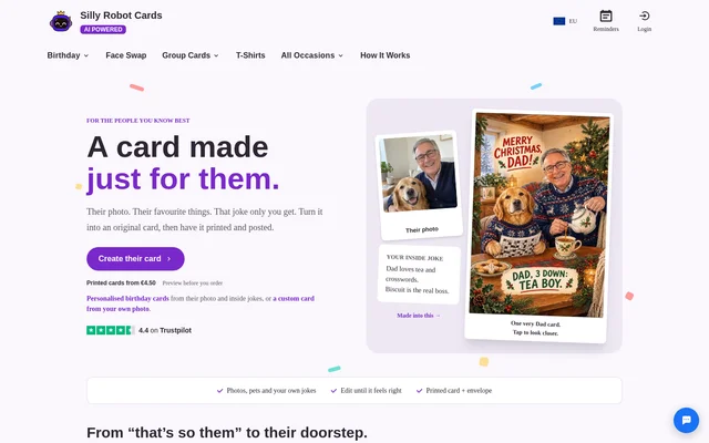 Silly Robot Cards website screenshot