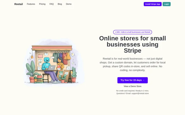 Reetail website screenshot