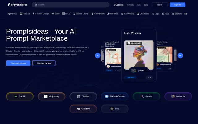 PromptsIdeas website screenshot