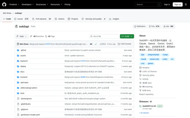 sub2api website screenshot