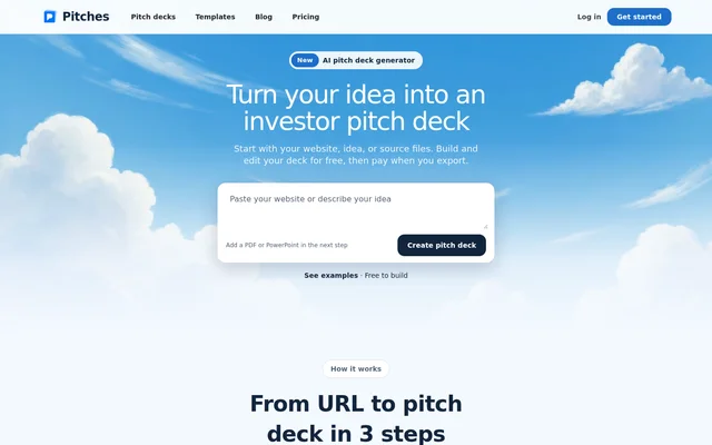 Pitches.ai website screenshot