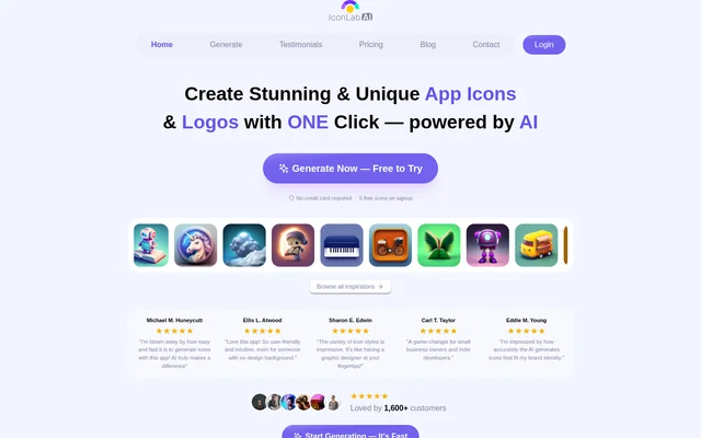IconLab AI website screenshot
