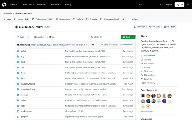 Claude Code Router website screenshot