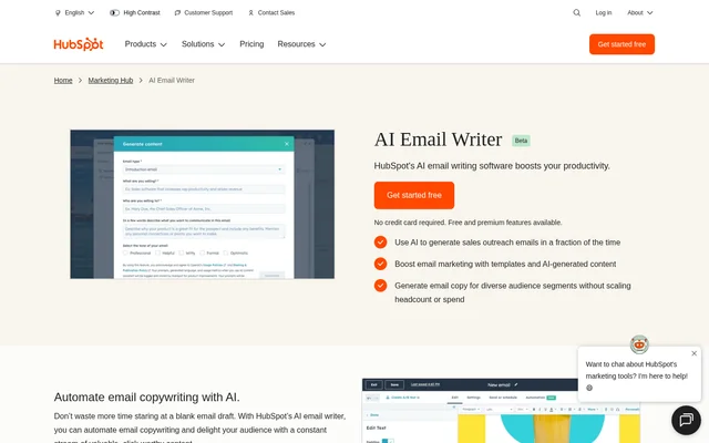 AI Email Writer website screenshot