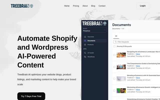 TreeBrain website screenshot