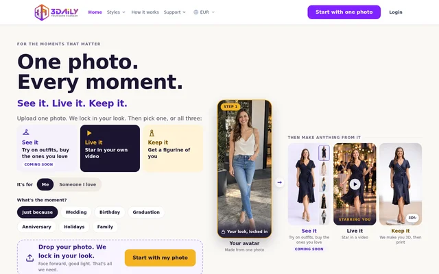3DAiLY AI website screenshot