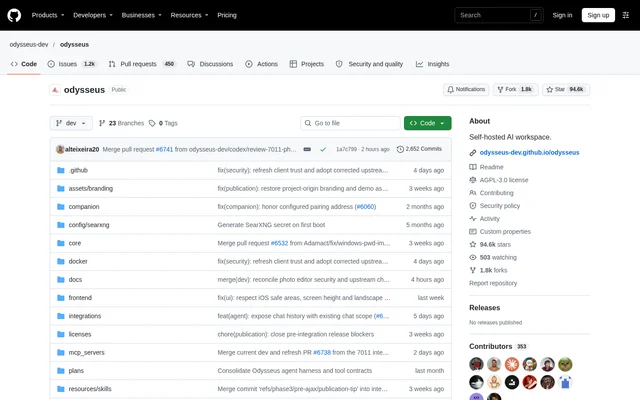 Odysseus website screenshot