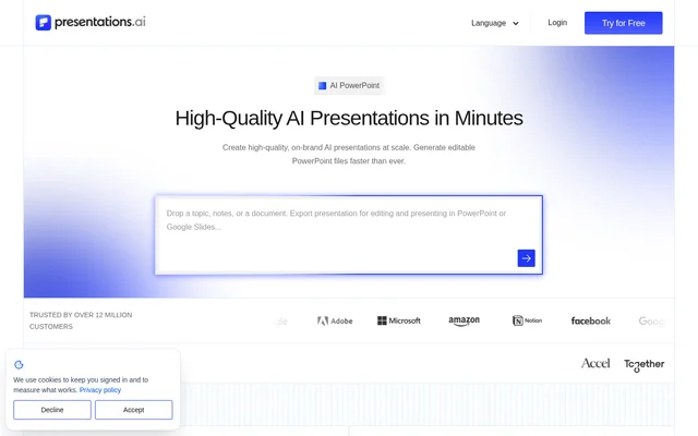 Presentations.AI website screenshot