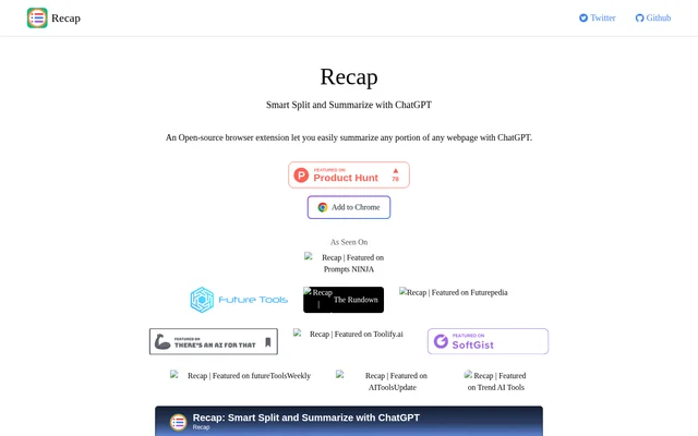 Recapext website screenshot