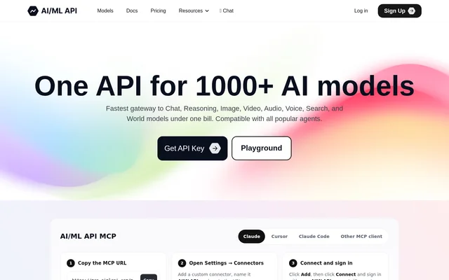 AIMLAPI website screenshot