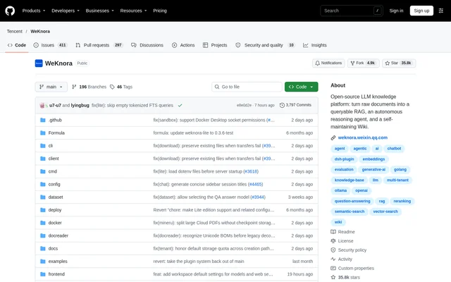 WeKnora website screenshot