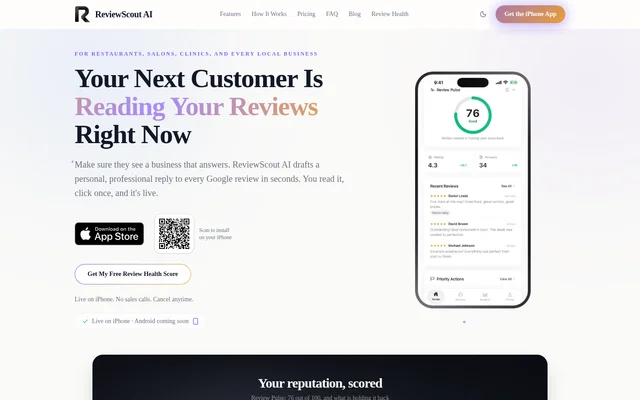 ReviewScout AI website screenshot