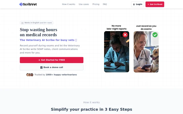 ScribVet website screenshot