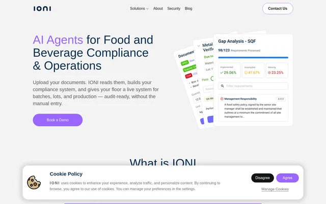 IONI website screenshot