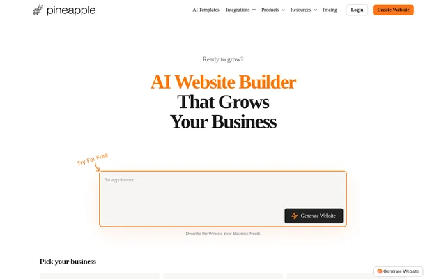 Pineapple Builder website screenshot