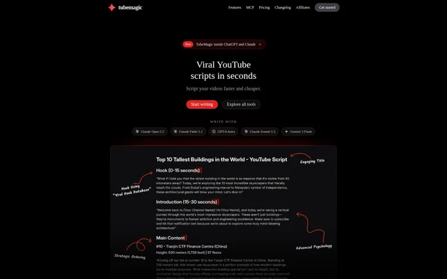TubeMagic website screenshot