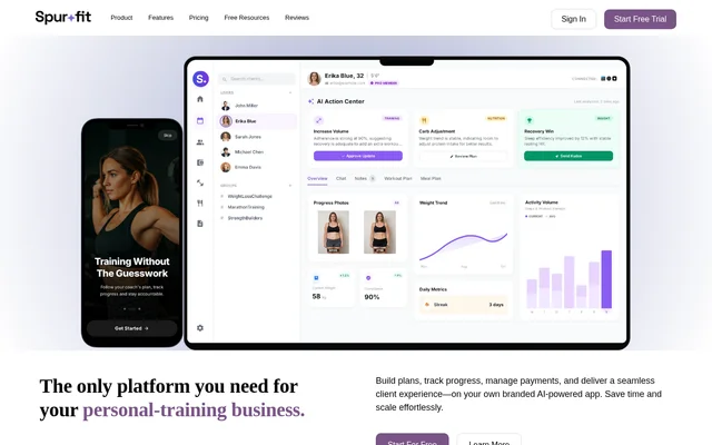 Spur Fit website screenshot