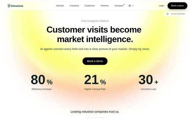 VoiceLine AI Assistant Platform website screenshot