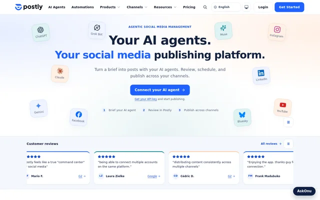 Postly website screenshot