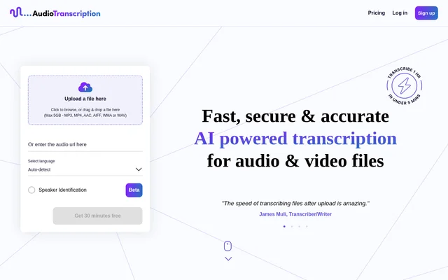 AudioTranscription website screenshot