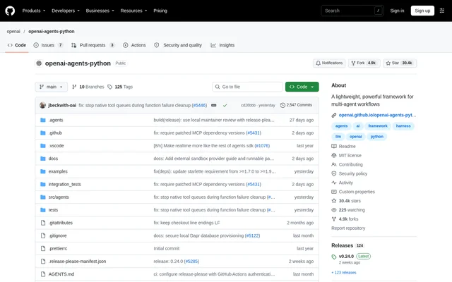 OpenAI Agents SDK website screenshot