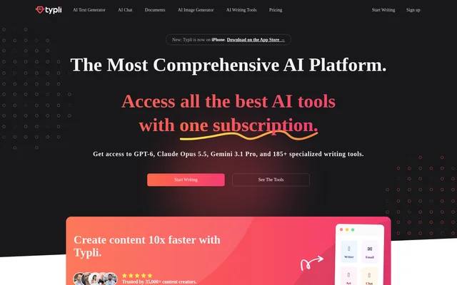 Typli.ai website screenshot