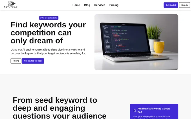 Keywrds.ai website screenshot