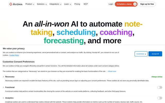 Avoma website screenshot