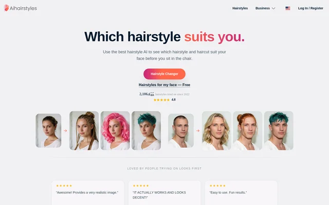 AI hairstyles website screenshot