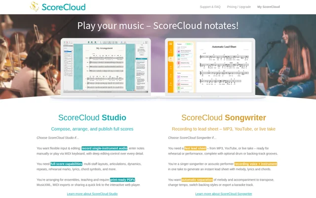 ScoreCloud website screenshot