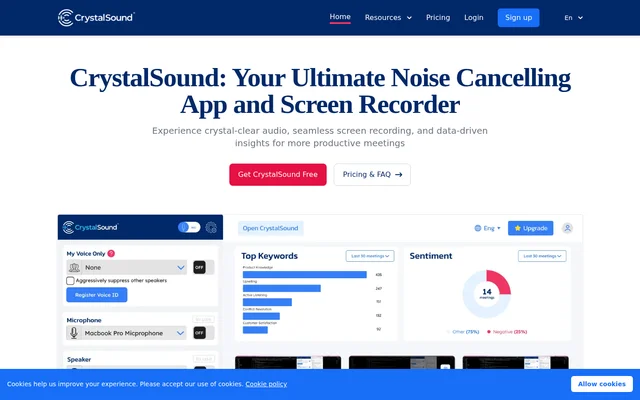 CrystalSound website screenshot