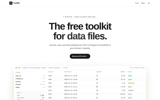 ChatDB website screenshot