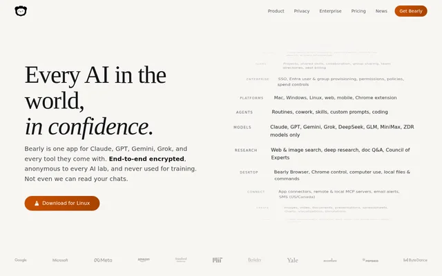 Bearly website screenshot