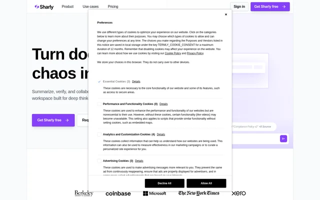 Sharly AI website screenshot