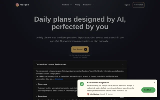 Morgen website screenshot
