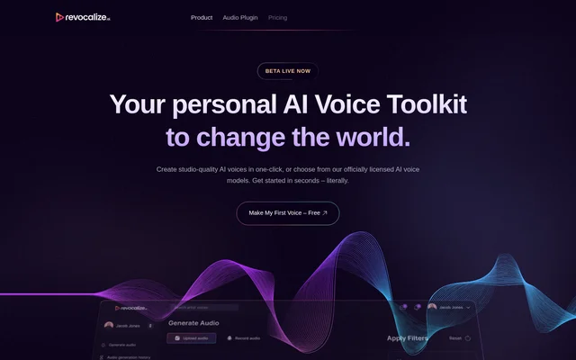 Revocalize AI website screenshot