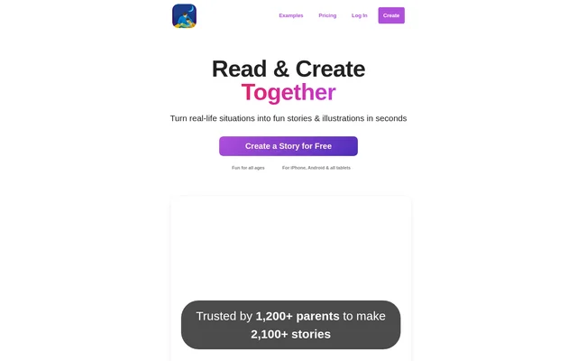StoriesForKids.ai website screenshot