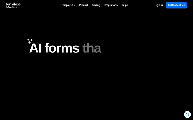 Formless website screenshot