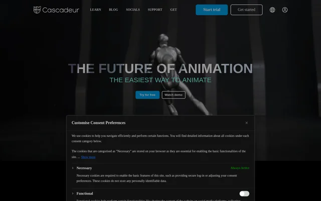 Cascadeur website screenshot