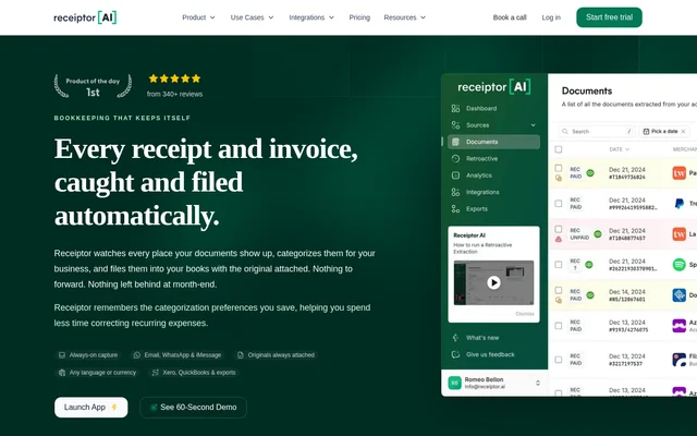 Receiptor.ai website screenshot